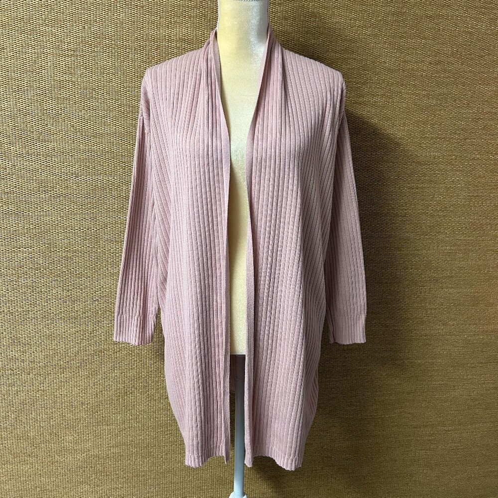Eileen Fisher Cardigan Womens Small Pink Organic Cotton Blend Ribbed